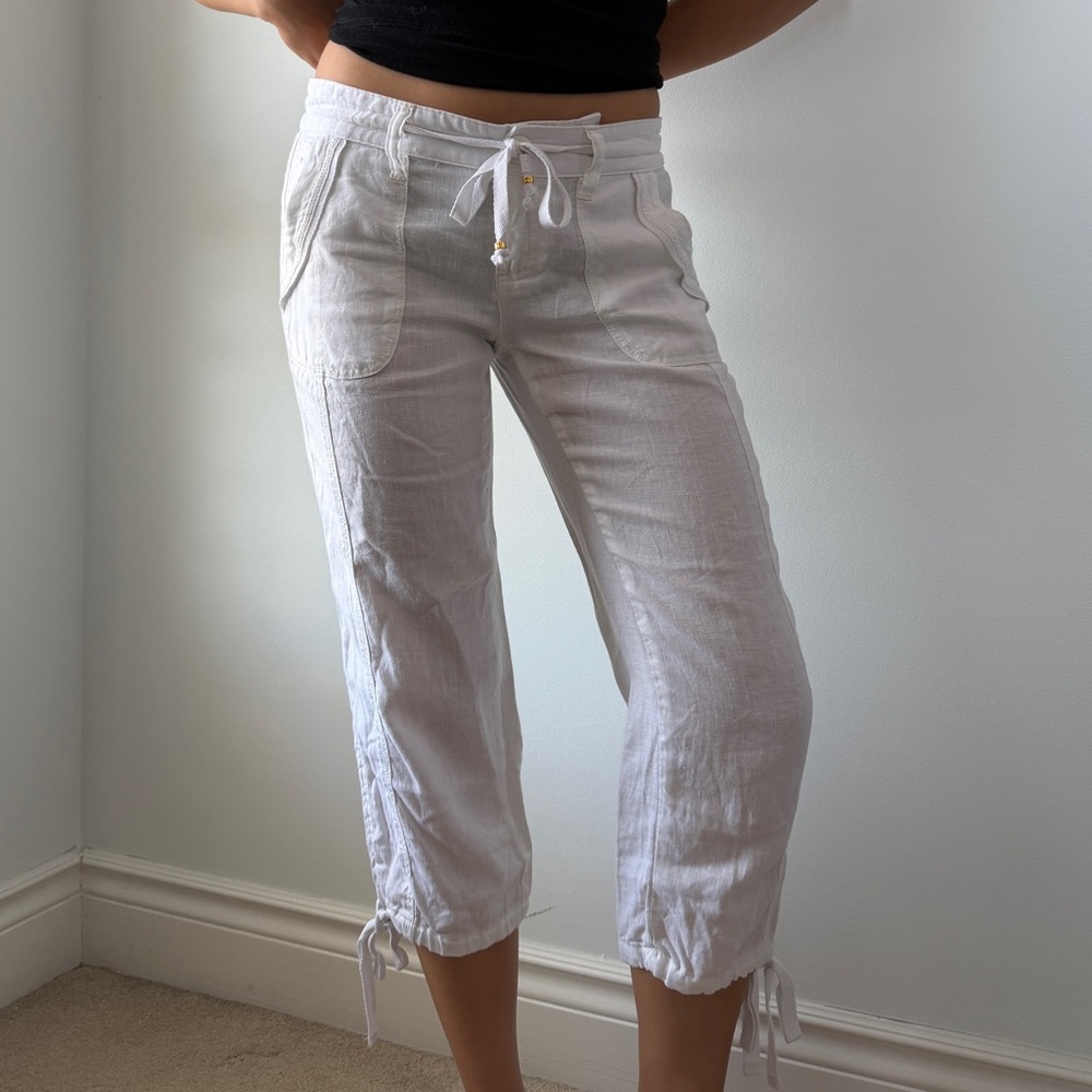 Guess White Linen Capris - W25